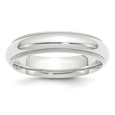 Platinum Polished Milgrain Comfort Fit Wedding Band