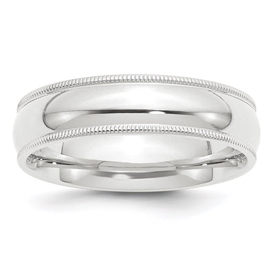 Platinum Polished Milgrain Comfort Fit Wedding Band