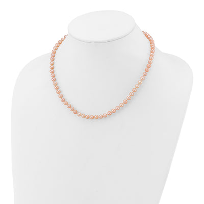 14K Pink Near-Round Freshwater Cultured Pearl Necklace