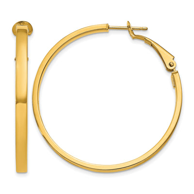 14K Polished Square Tube Round Hoop Earrings, 40.5 x 3mm