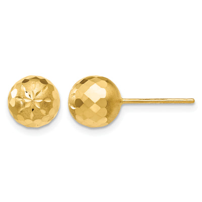 14K Diamond-cut Mirror Ball Post Earrings