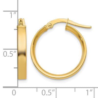 14K Small Hoop Earrings, 16 x 3mm