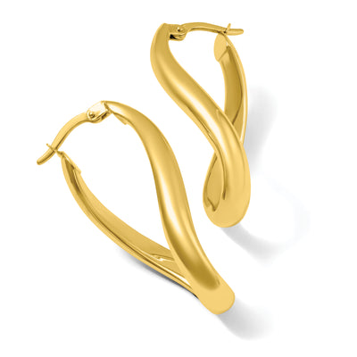 14K Twisted Oval Hoop Earrings, 18 x 3mm