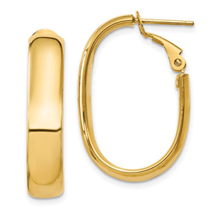 14k Oval Omega Back Hoop Earrings (Style PRE688)