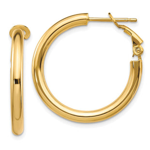 14k Polished Round Omega Back Hoop Earrings (Style PRE923)