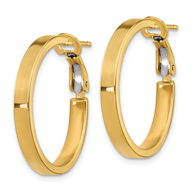 14K Polished Square Tube Round Hoop Earrings, 24.25 x 3mm