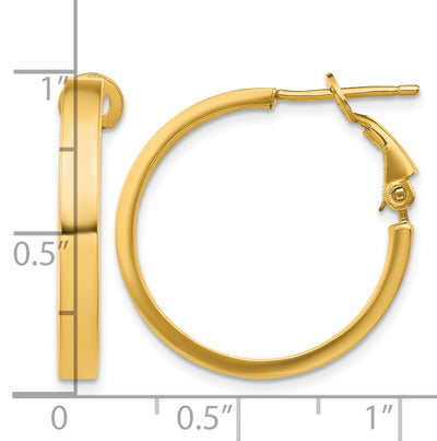14K Polished Square Tube Round Hoop Earrings, 24.25 x 3mm