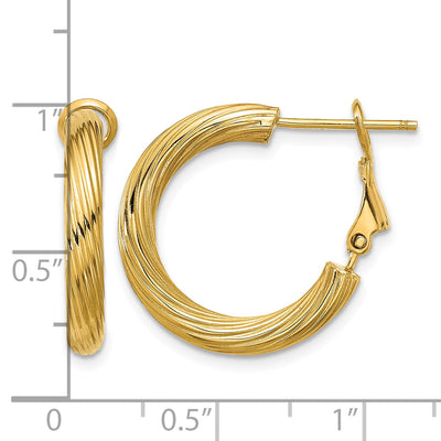 14K Twisted Round Hoop Earrings, 21 x 3mm