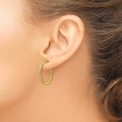 14K Twisted Round Hoop Earrings, 26 x 3mm