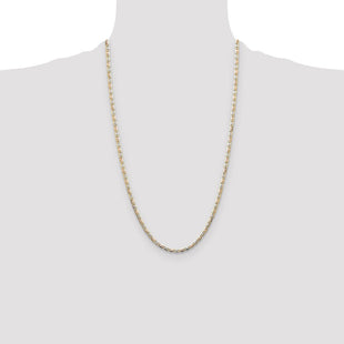 14k Tri-color Gold Pav Valentino Chain (Style PVL070-26)