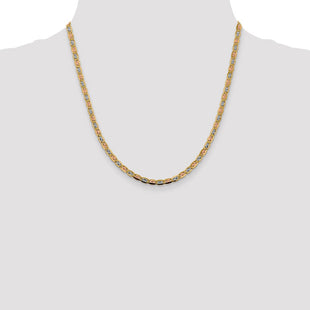 14K Tri-color Pav Valentino with Lobster Clasp Chain (Style PVL080-20)