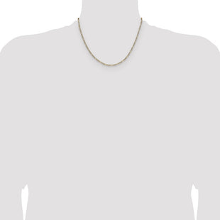 14k Semi-solid with Rhodium Pav Figaro Chain (Style PWC060-18)