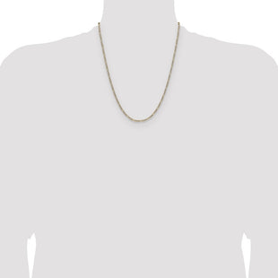 14k Semi-solid with Rhodium Pav Figaro Chain (Style PWC060-22)