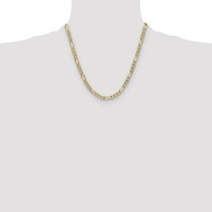 14k Semi-solid with Rhodium Pav Figaro Chain (Style PWC150-20)