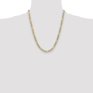 14k Semi-solid with Rhodium Pav Figaro Chain (Style PWC150-22)