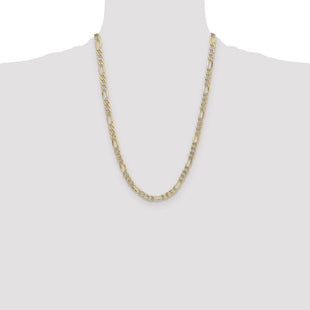 14k Semi-solid with Rhodium Pav Figaro Chain (Style PWC150-24)