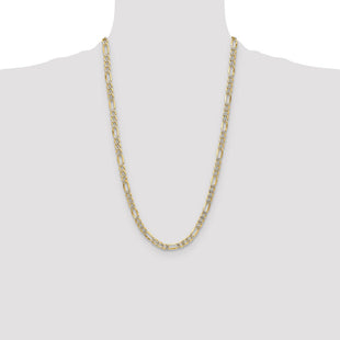 14k Semi-solid with Rhodium Pav Figaro Chain (Style PWC150-26)