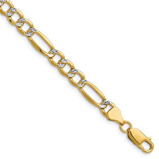 14k Semi-solid with Rhodium Pav Figaro Chain (Style PWC150-8)