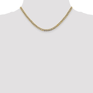14K Semi-Solid with Rhodium Pav Curb with Lobster Clasp Chain (Style PWF100-16)