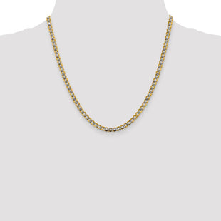 14K Semi-Solid with Rhodium Pav Curb with Lobster Clasp Chain (Style PWF100-20)