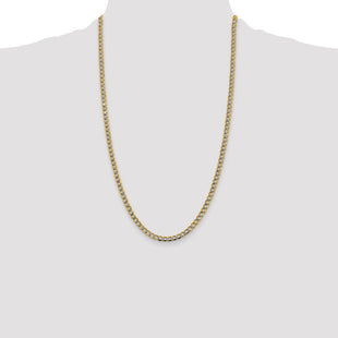 14K Semi-Solid with Rhodium Pav Curb with Lobster Clasp Chain (Style PWF100-26)