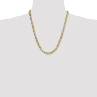 14k Semi-solid with Rhodium Pav Curb Chain (Style PWF160-22)