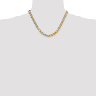 14k Semi-solid with Rhodium Pav Curb Chain (Style PWF180-18)