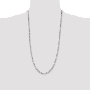 Sterling Silver Figaro Anchor Chain (Style QAF100-28)