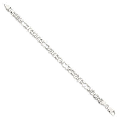 Sterling Silver Figaro Anchor Chain, 18 x 6.5mm