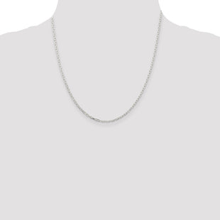 Sterling Silver Diamond-cut Long Link Cable Chain (Style QAR060-20)