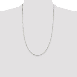 Sterling Silver Diamond-cut Long Link Cable Chain (Style QAR060-26)