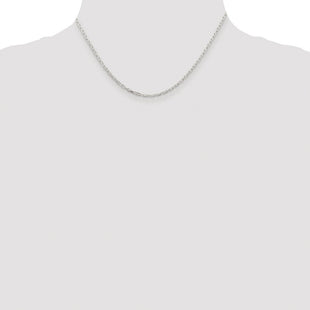 Sterling Silver Rhodium-plated Diamond-cut Long Link Cable Chain (Style QAR060R-16)