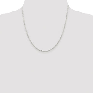 Sterling Silver Rhodium-plated Diamond-cut Long Link Cable Chain (Style QAR060R-20)