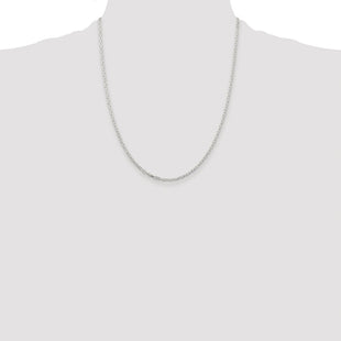 Sterling Silver Rhodium-plated Diamond-cut Long Link Cable Chain (Style QAR060R-22)