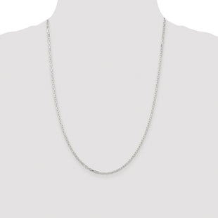Sterling Silver Rhodium-plated Diamond-cut Long Link Cable Chain (Style QAR060R-24)