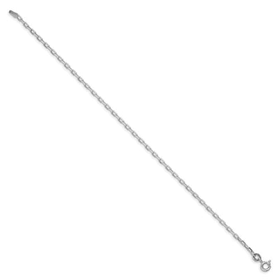 Sterling Silver Rhodium-plated Diamond-cut Long Link Cable Bracelet, 7 x 2.2mm