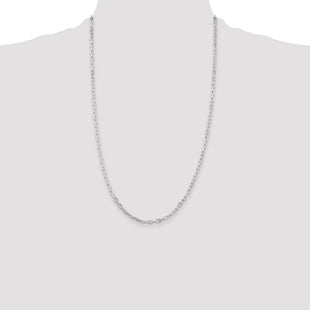 Sterling Silver Diamond-cut Long Link Cable Chain (Style QAR080-26)