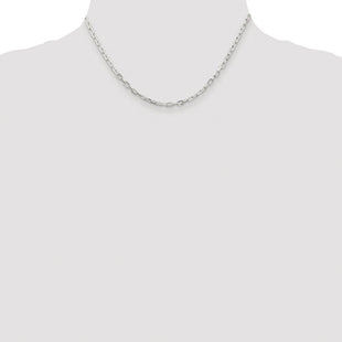 Sterling Silver Rhodium-plated Diamond-cut Long Link Cable Chain (Style QAR080R-16)