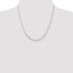 Sterling Silver Rhodium-plated Diamond-cut Long Link Cable Chain (Style QAR080R-20)