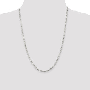 Sterling Silver Diamond-cut Long Link Cable Chain (Style QAR100-24)