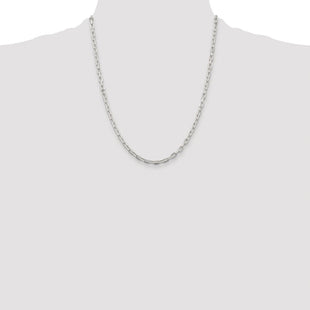 Sterling Silver Rhodium-plated Diamond-cut Long Link Cable Chain (Style QAR100R-22)