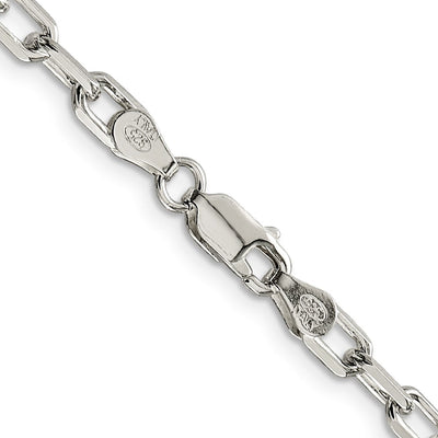 Amore La Vita Sterling Silver Rhodium-plated Polished Diamond-cut Open Link Cable with Lobster Clasp Charm Bracelet, 7 x 6mm