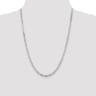 Sterling Silver Diamond-cut Long Link Cable Chain (Style QAR120-24)