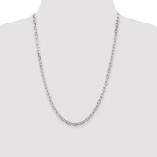 Sterling Silver Rhodium-plated Diamond-cut Long Link Cable Chain (Style QAR120R-24)