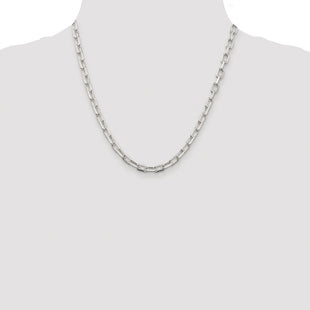 Sterling Silver Rhodium-plated Diamond-cut Long Link Cable Chain (Style QAR150R-20)