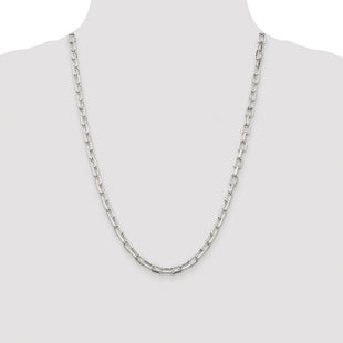 Sterling Silver Rhodium-plated Diamond-cut Long Link Cable Chain (Style QAR150R-24)