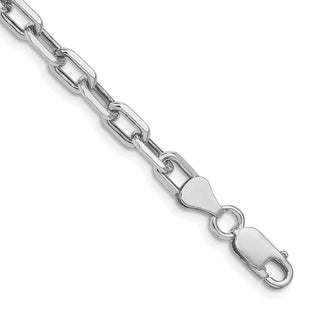 Sterling Silver Rhodium-plated Diamond-cut Long Link Cable Chain (Style QAR150R-8)