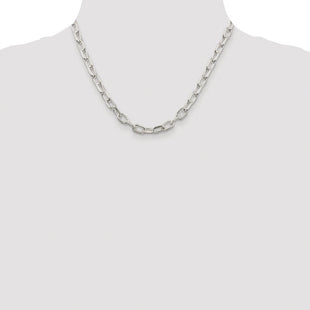 Sterling Silver Rhodium-plated Diamond-cut Long Link Cable Chain (Style QAR180R-18)