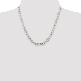 Sterling Silver Rhodium-plated Diamond-cut Long Link Cable Chain (Style QAR180R-20)