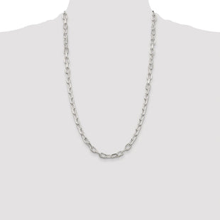 Sterling Silver Rhodium-plated Diamond-cut Long Link Cable Chain (Style QAR180R-26)